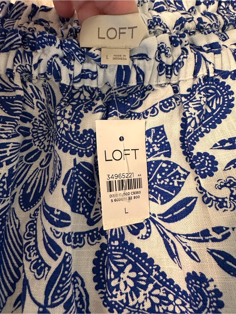 LOFT Blue and White Floral Off-Shoulder Midi Dress - Picture 3 of 6